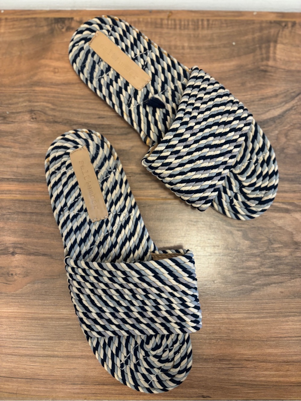 Braided Multi blue & White Slide Sandals for Women